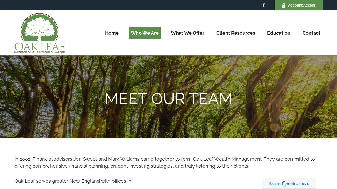 Oak Leaf Wealth Management page