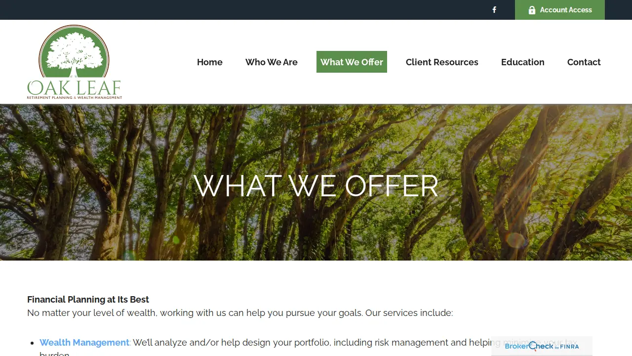 Oak Leaf Wealth Management page