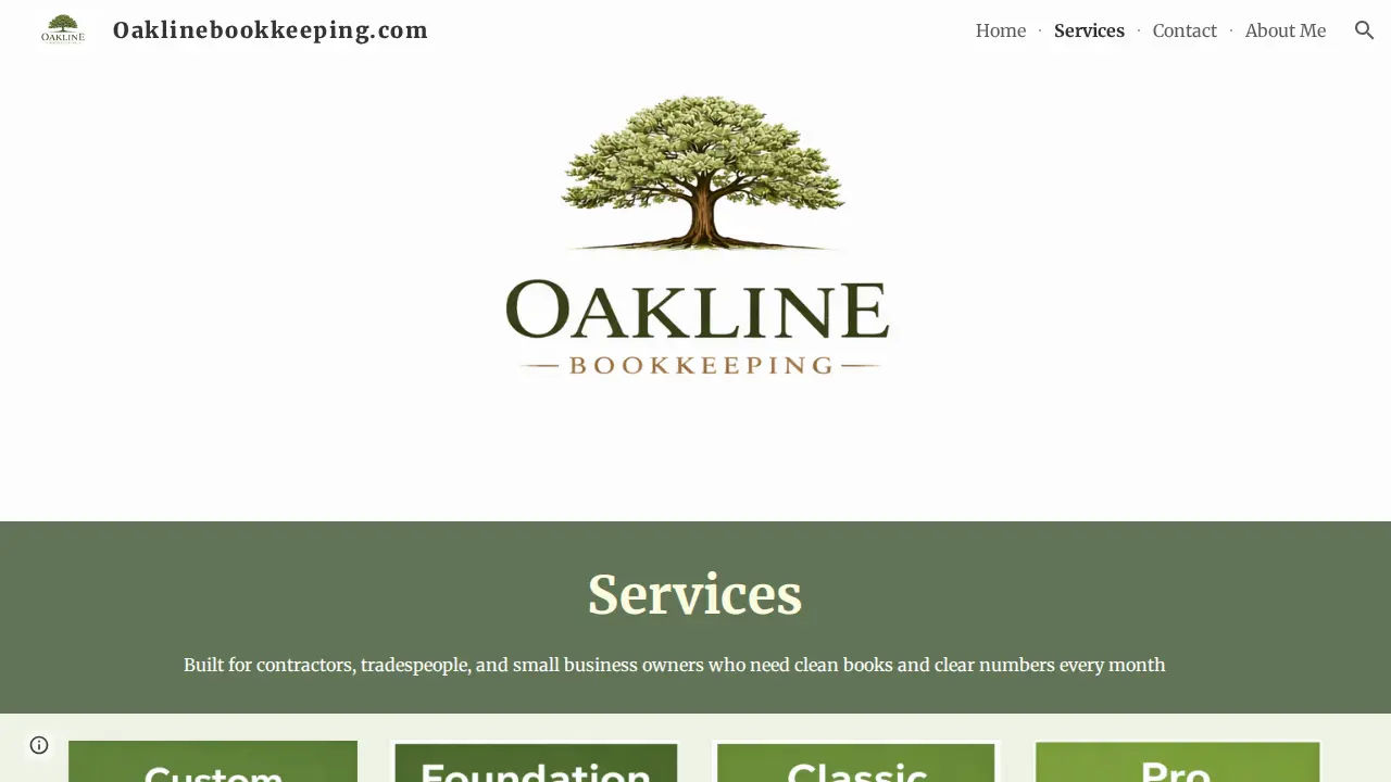 Oakline Bookkeeping page