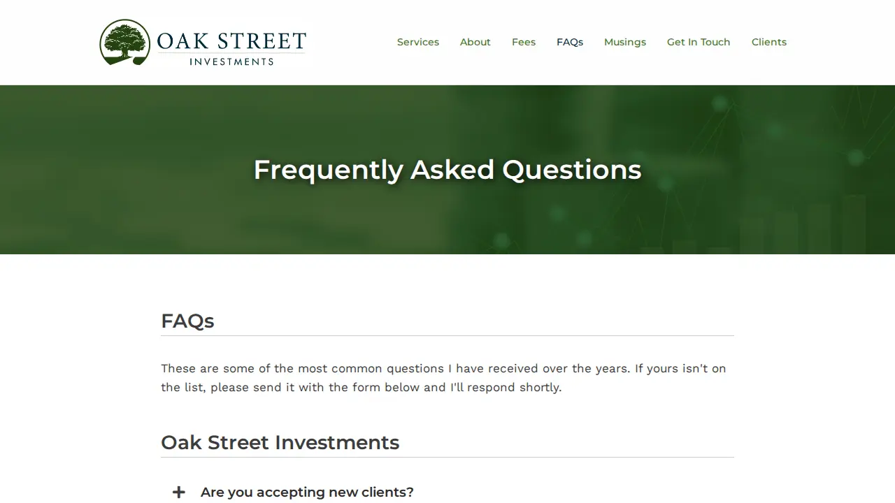 Oak Street Investments page