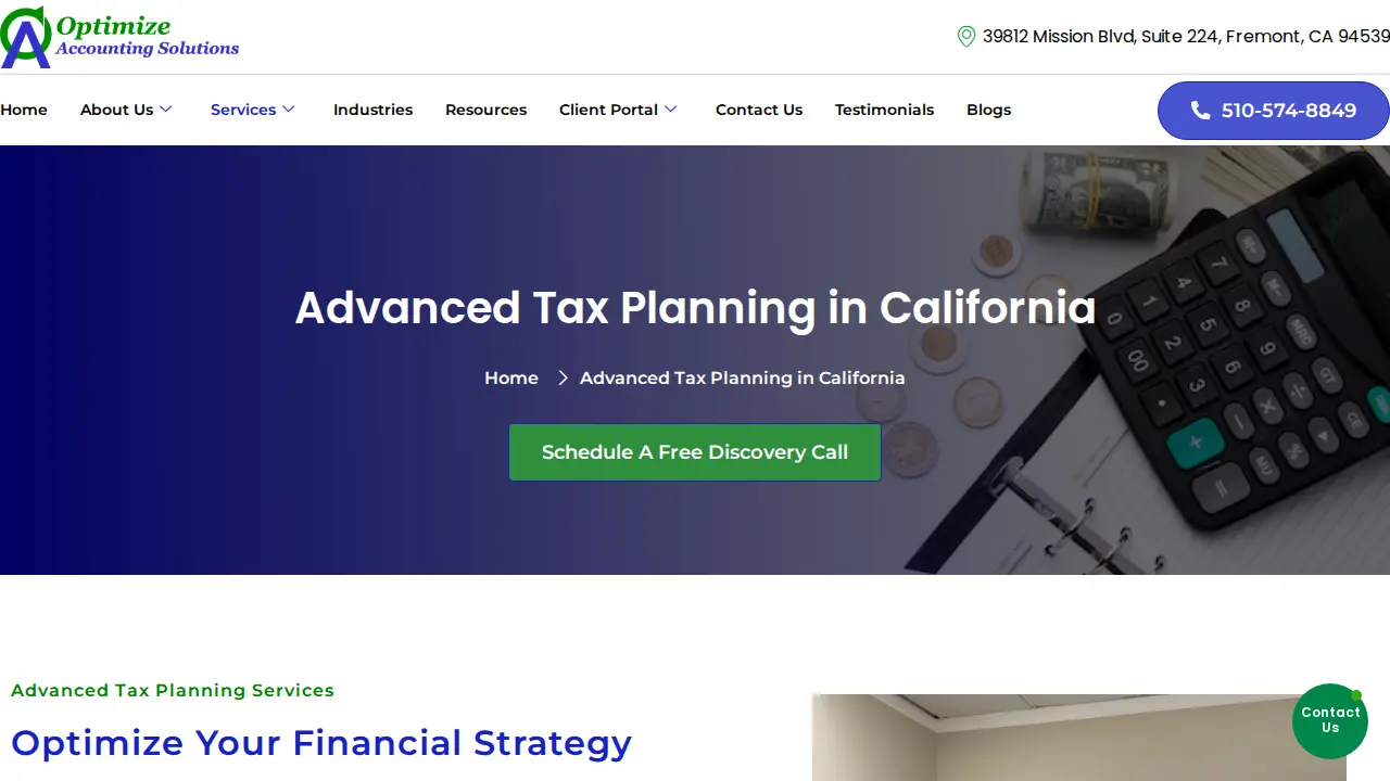 Optimize Accounting Solutions page