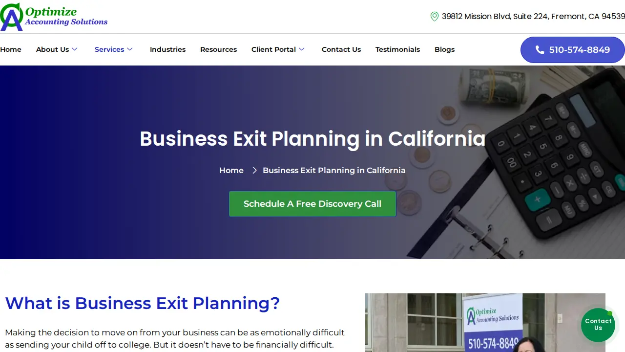 Optimize Accounting Solutions page