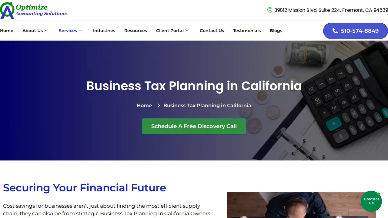 Optimize Accounting Solutions page