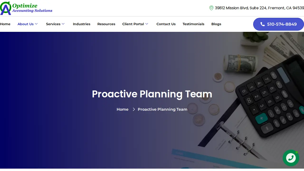 Optimize Accounting Solutions page