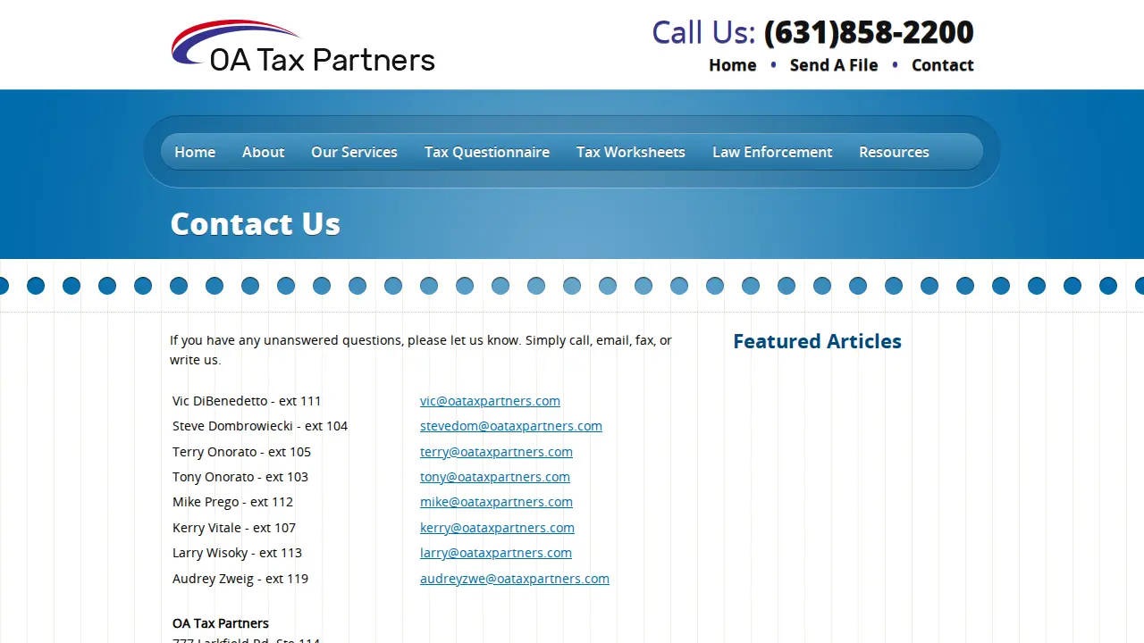 OA Tax Partners page