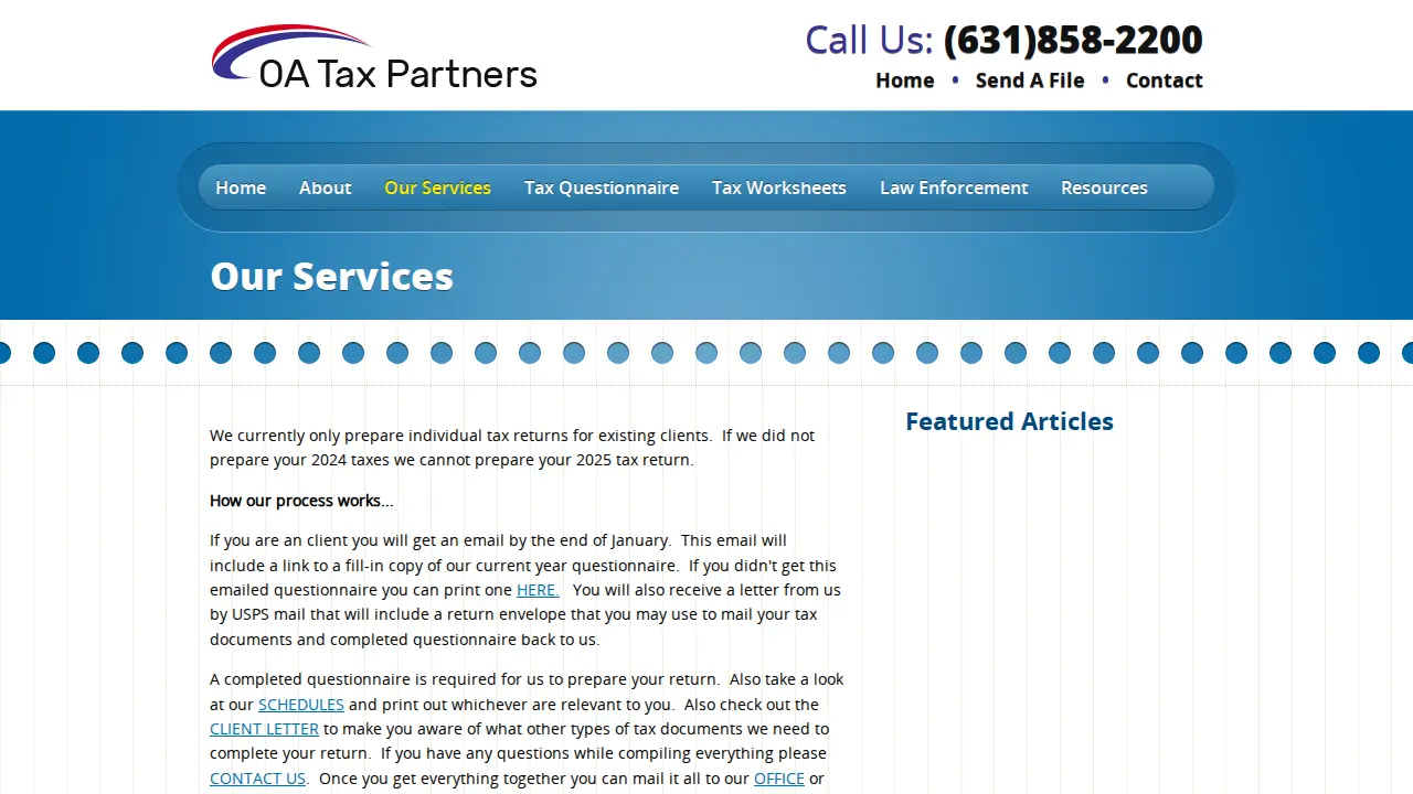 OA Tax Partners page