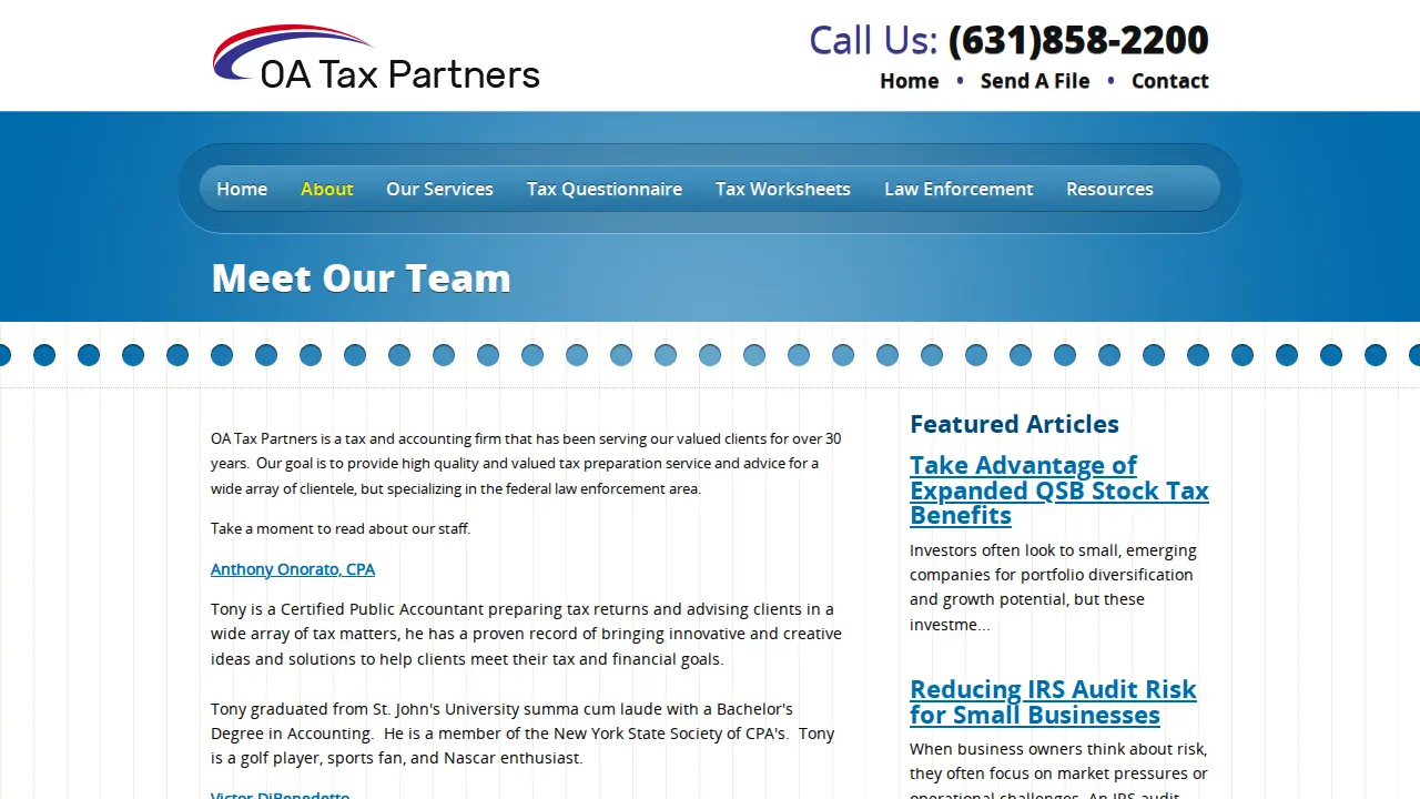 OA Tax Partners page