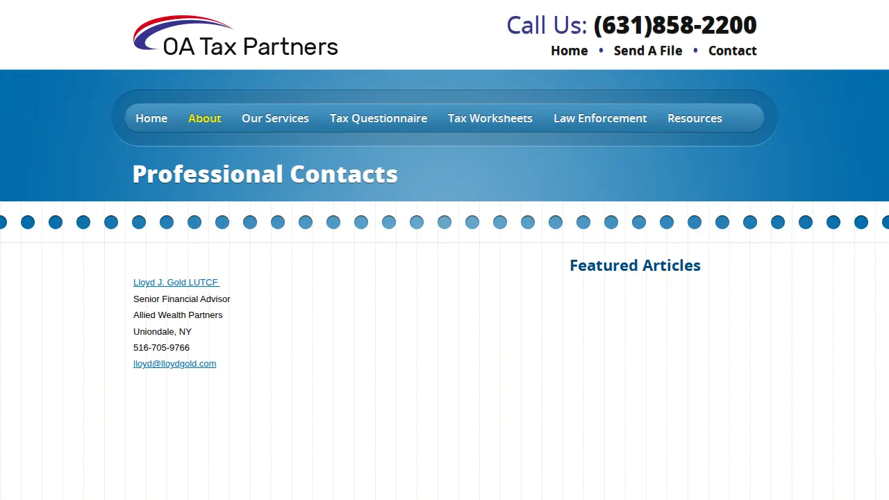 OA Tax Partners page