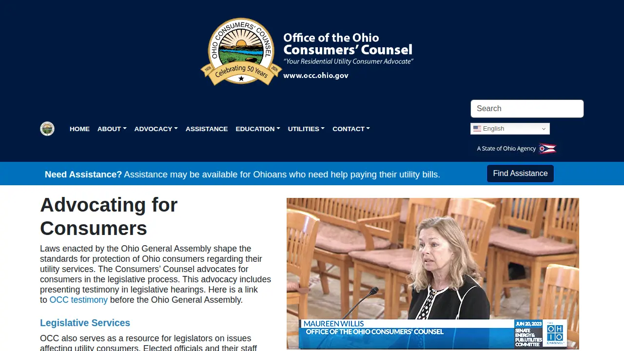 Office of the Ohio Consumers' Counsel page