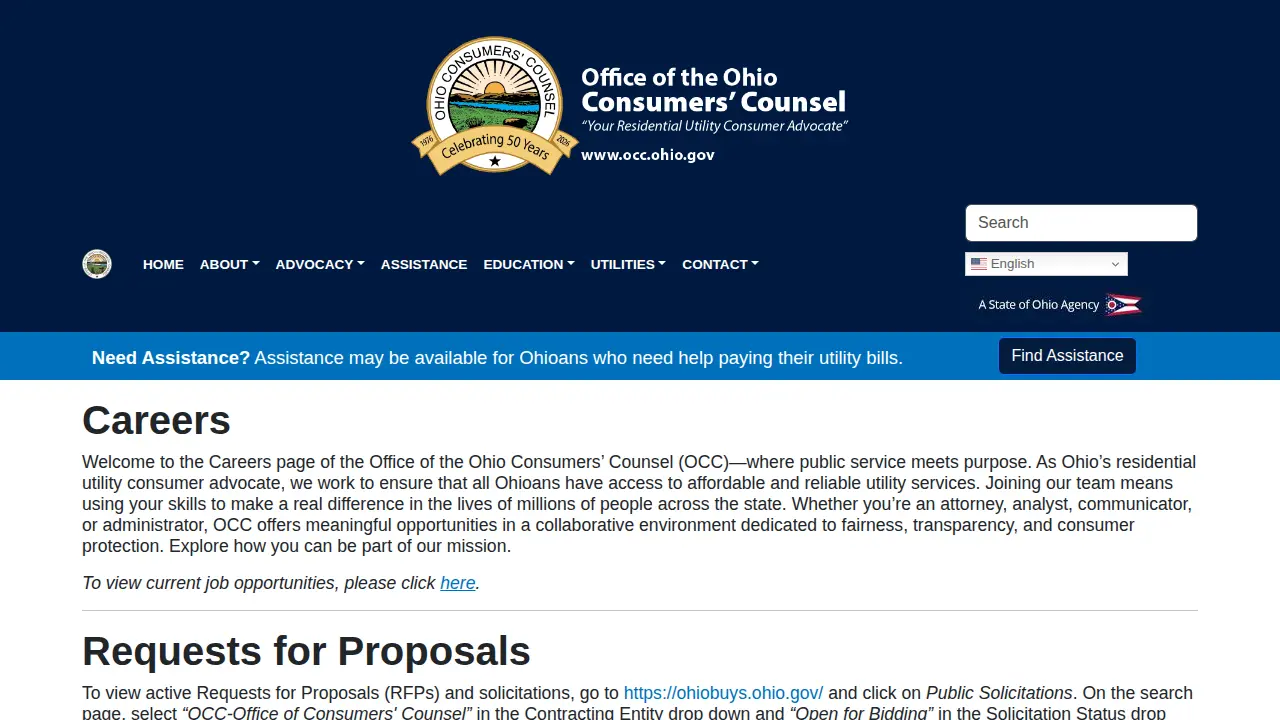 Office of the Ohio Consumers' Counsel page