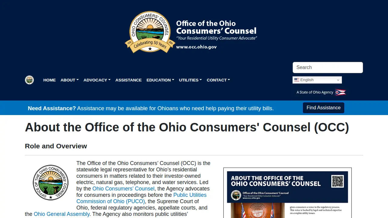 Office of the Ohio Consumers' Counsel page