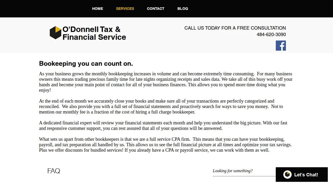 O'Donnell Tax & Financial Service page