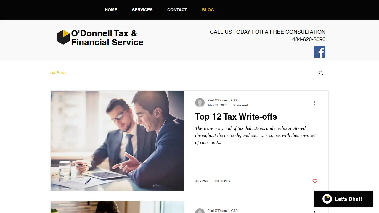 O'Donnell Tax & Financial Service page