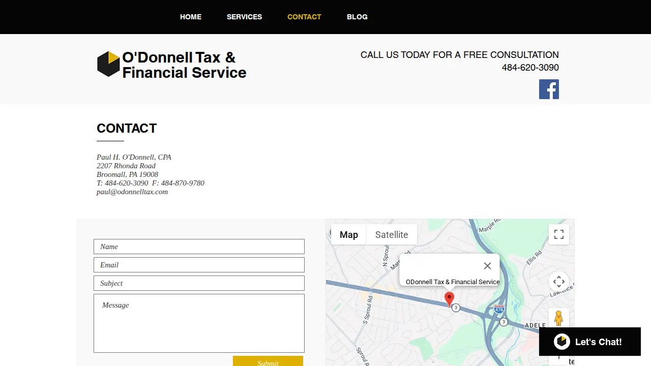 O'Donnell Tax & Financial Service page