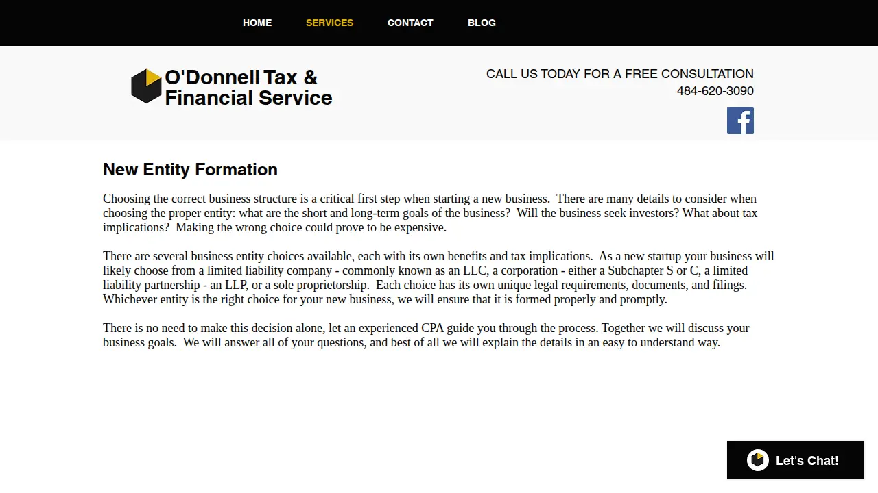O'Donnell Tax & Financial Service page