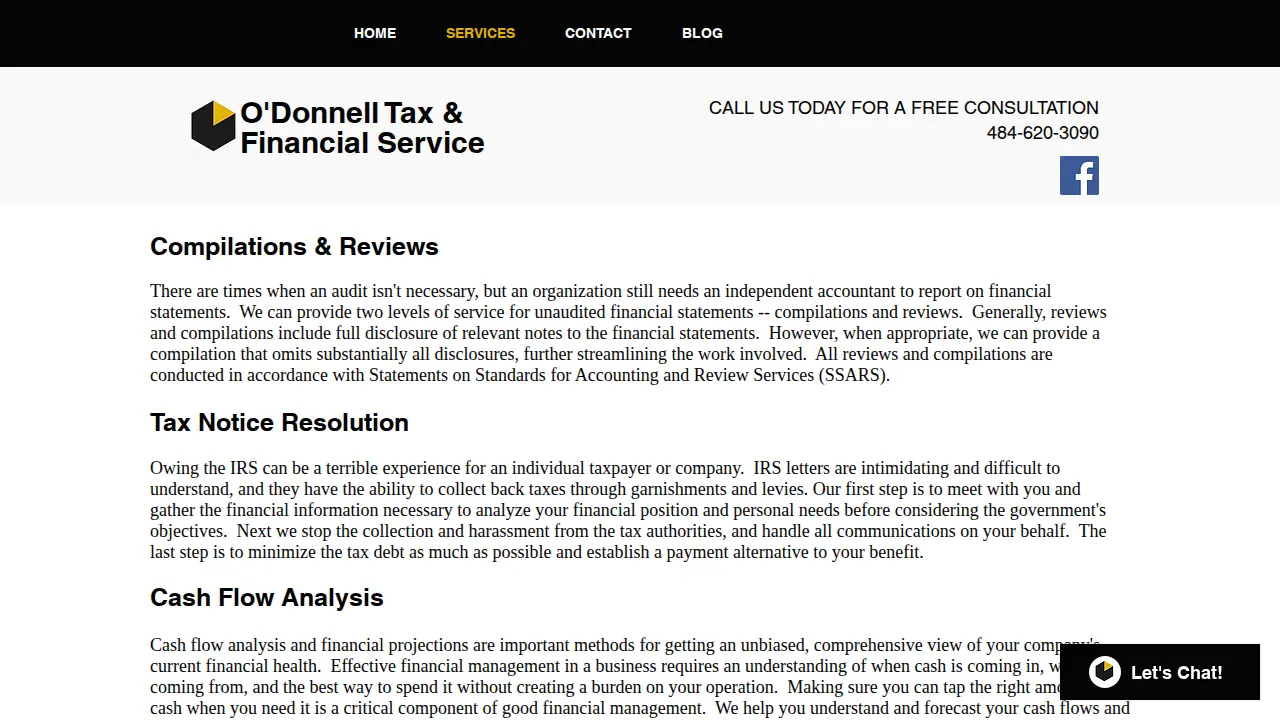O'Donnell Tax & Financial Service page