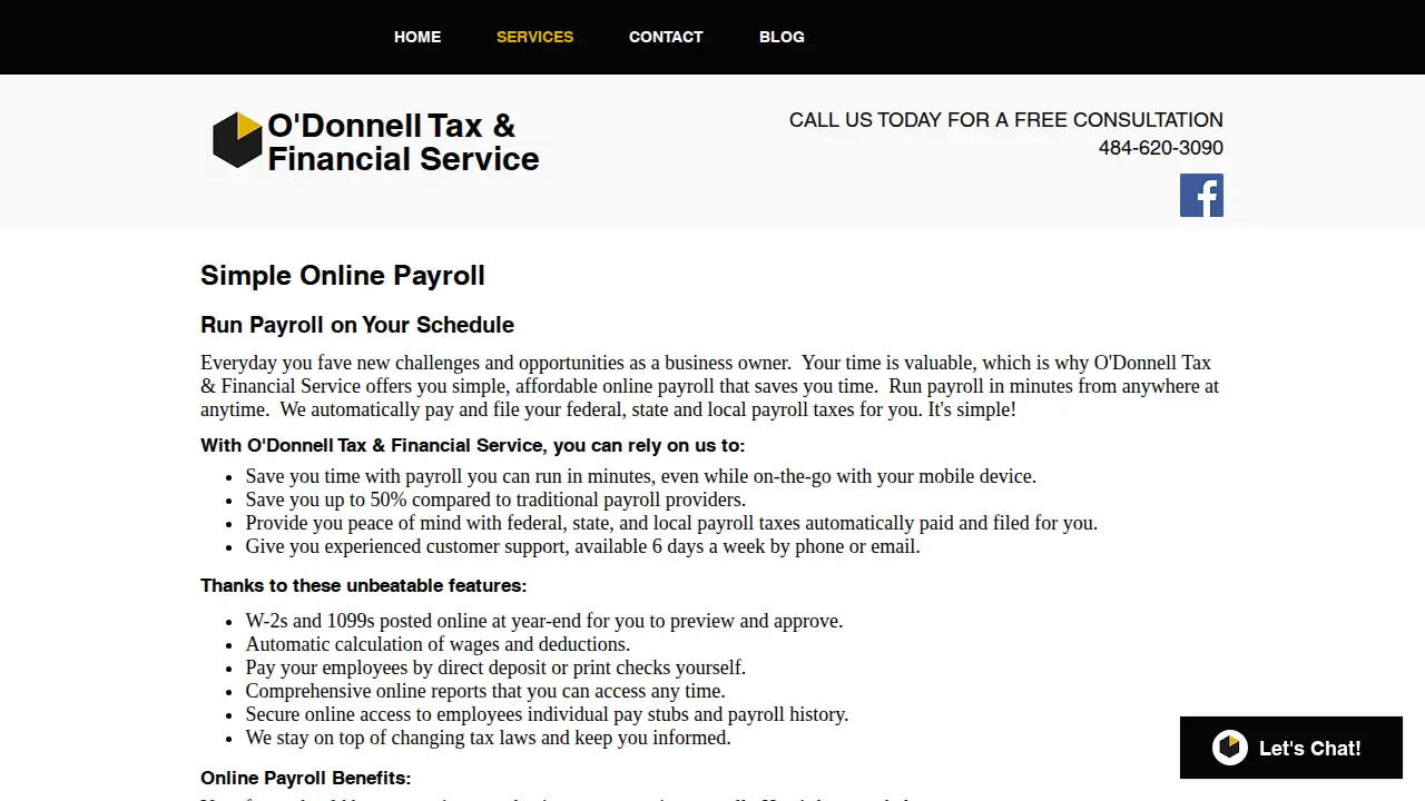 O'Donnell Tax & Financial Service page