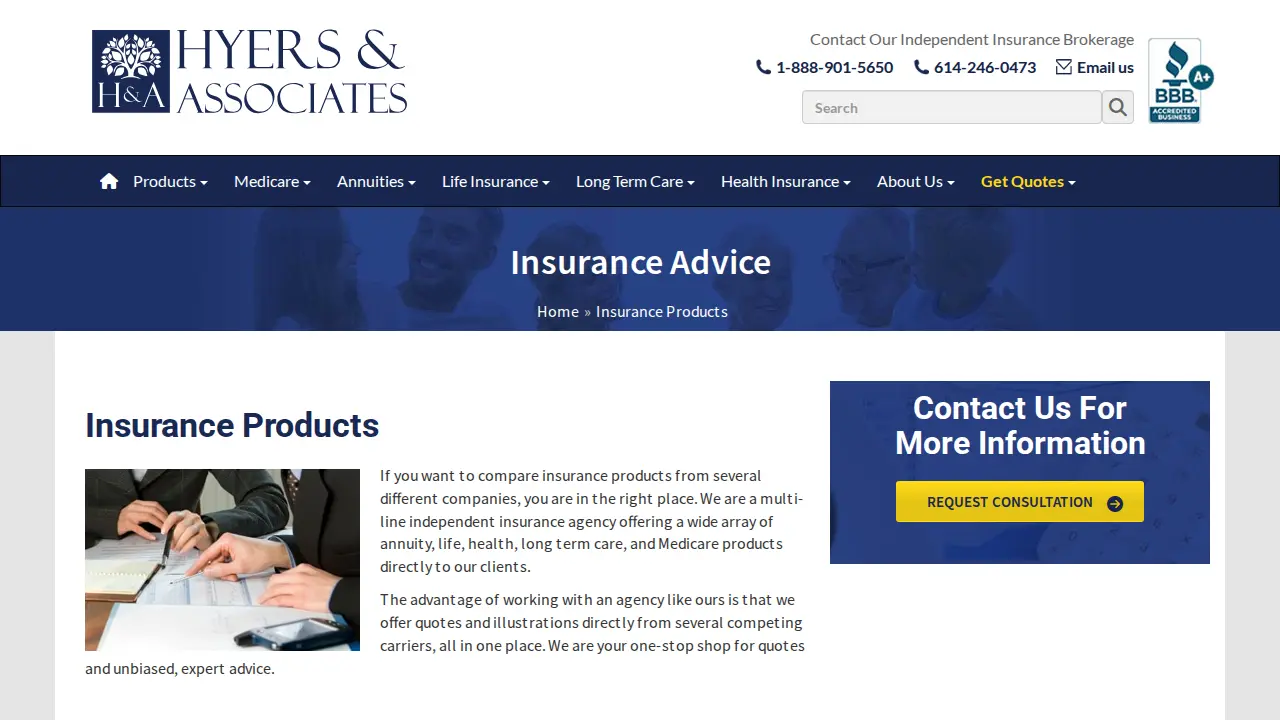 Hyers & Associates Insurance page