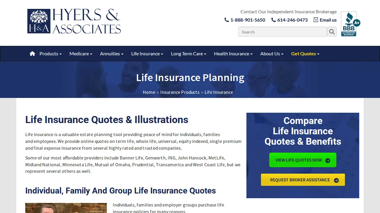 Hyers & Associates Insurance page