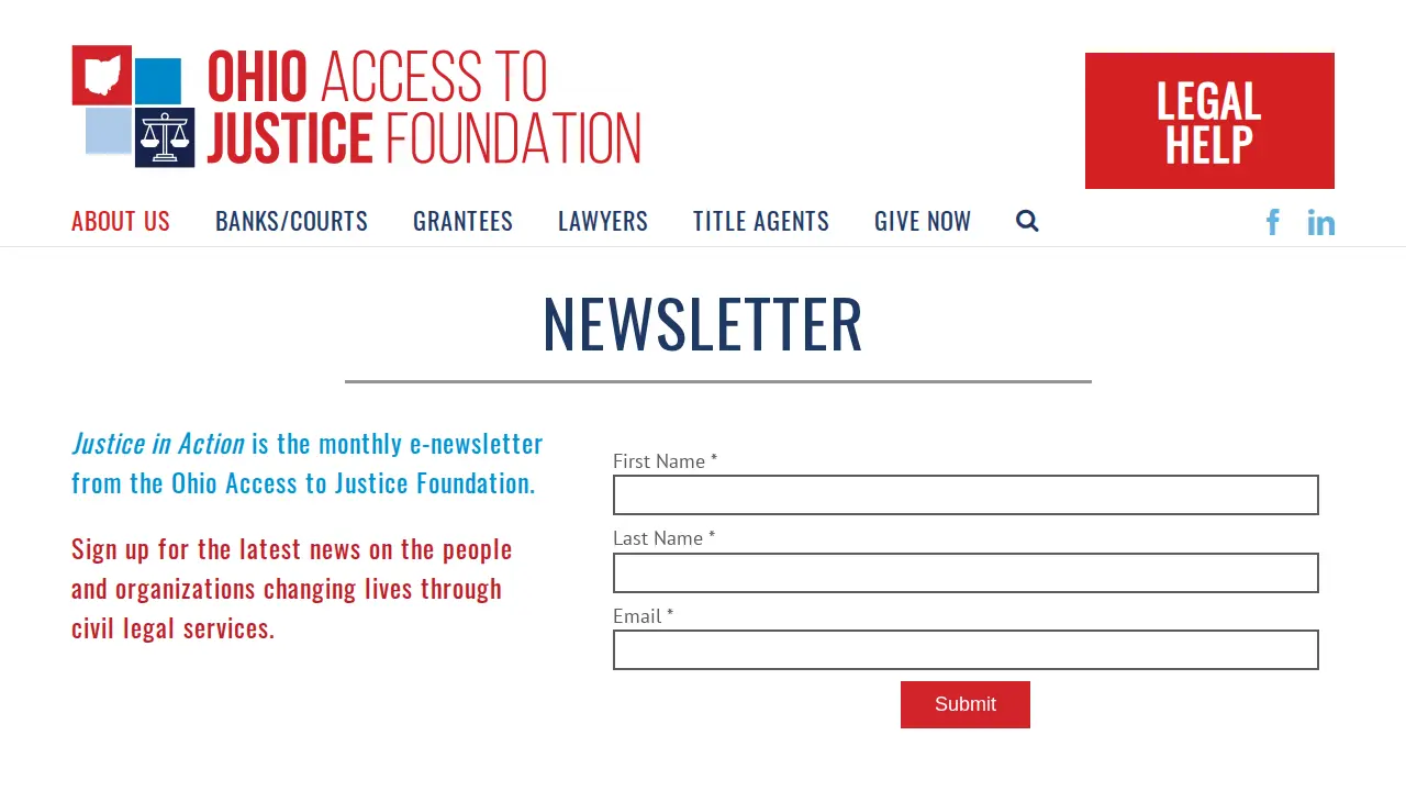 Ohio Access to Justice Foundation page