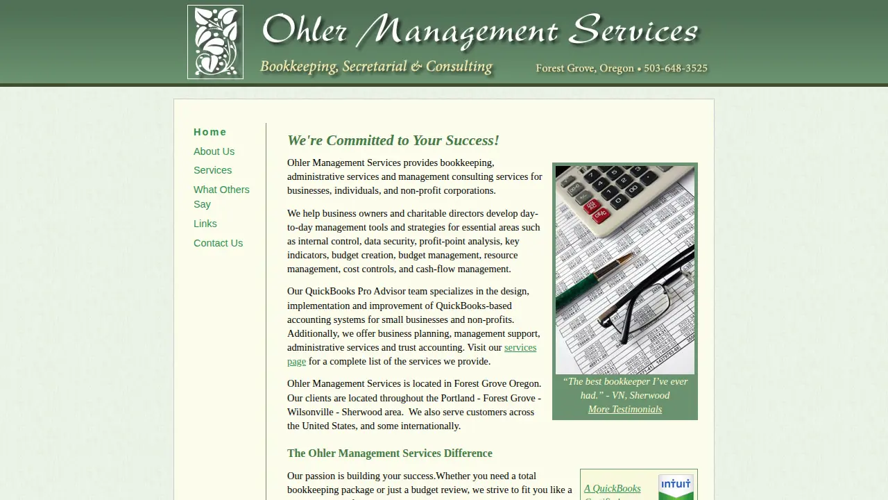 Ohler Management Services page