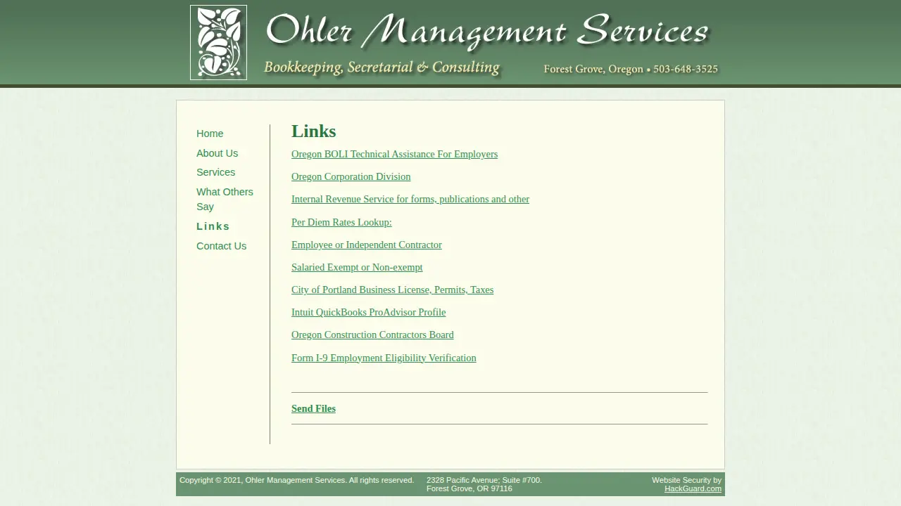 Ohler Management Services page