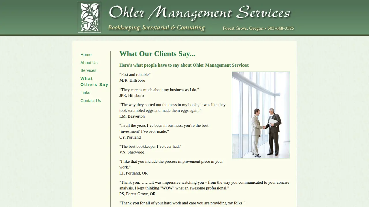 Ohler Management Services page