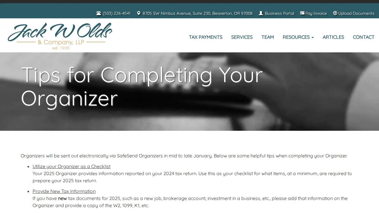 Jack W Olds & Company, LLP page