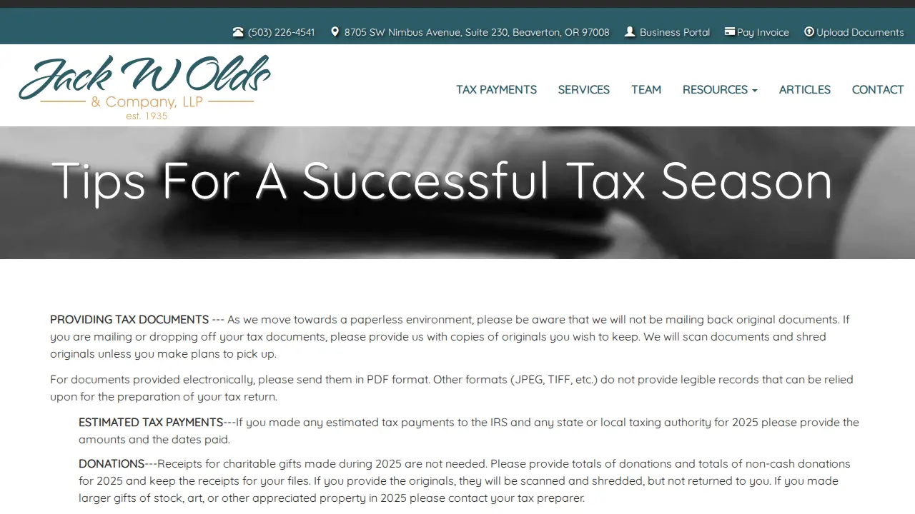 Jack W Olds & Company, LLP page