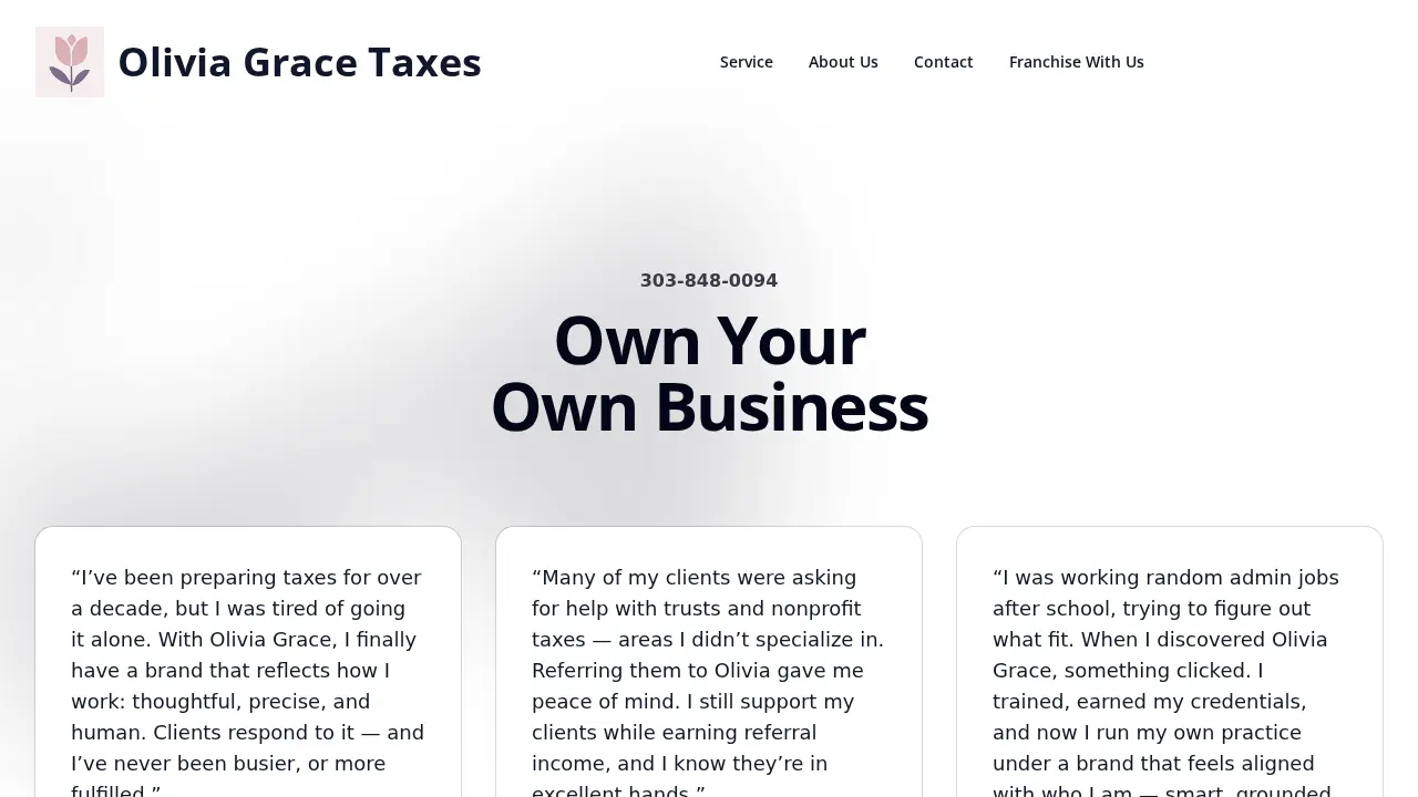 Olivia Grace Taxes page