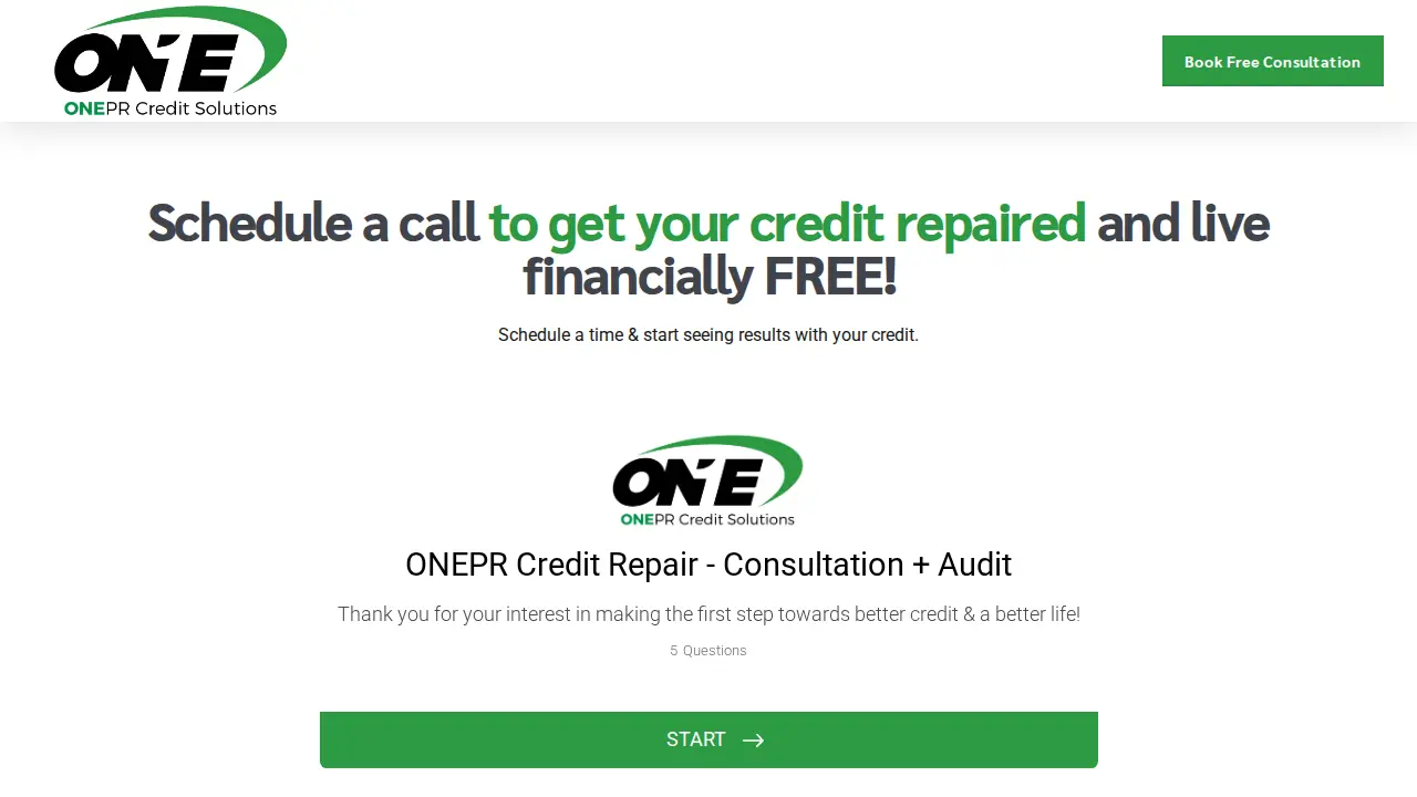 One PR Credit Solutions page