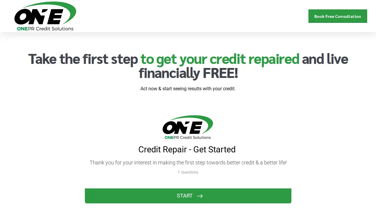 One PR Credit Solutions page