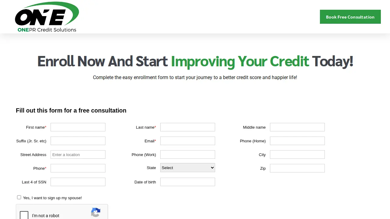 One PR Credit Solutions page
