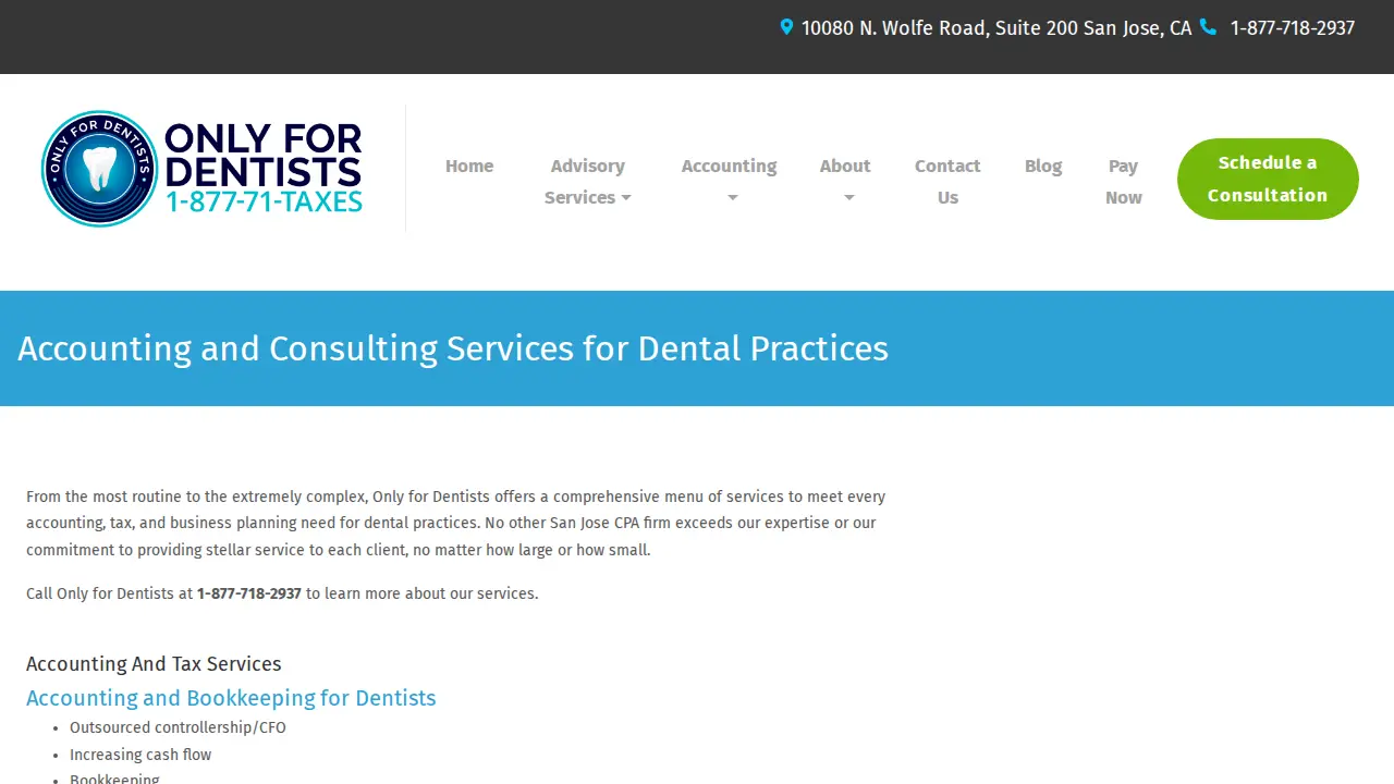 Only for Dentists - Cupertino page