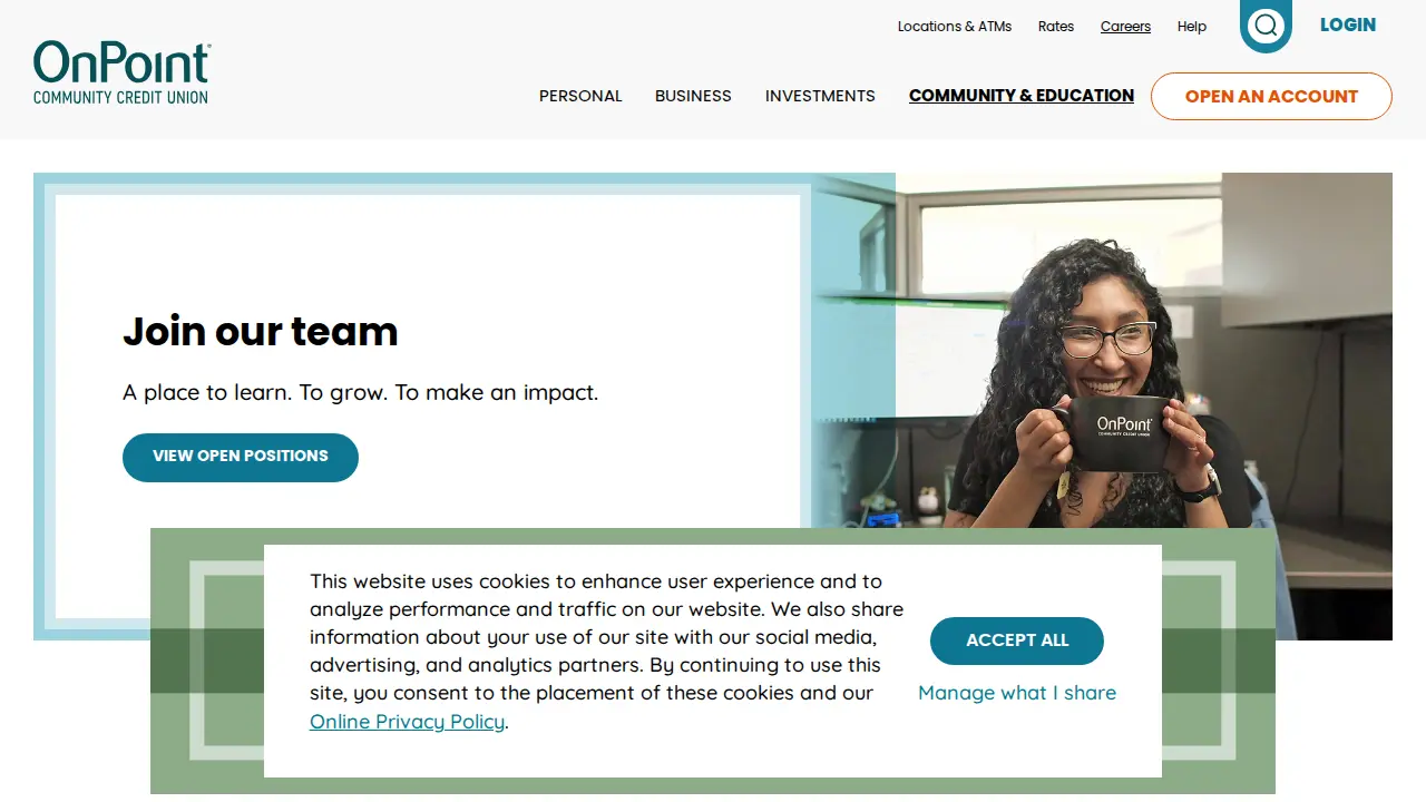 OnPoint Community Credit Union page