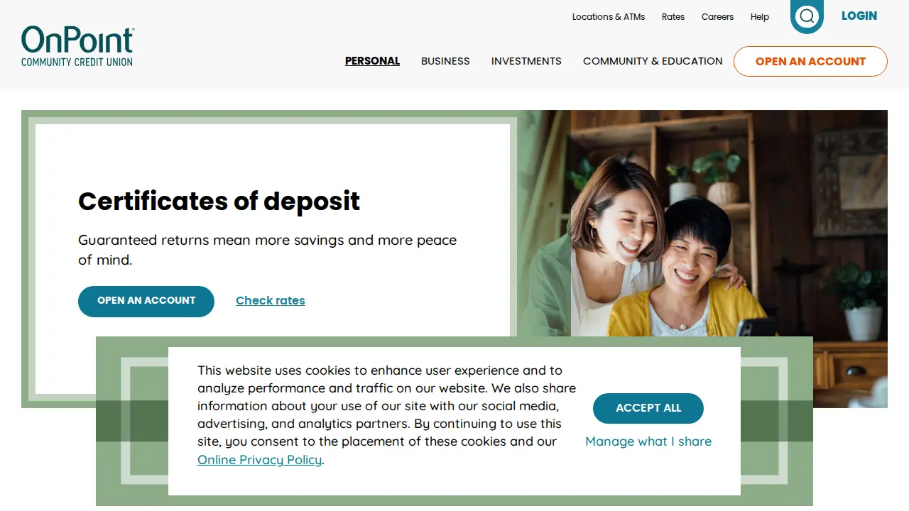 OnPoint Community Credit Union page
