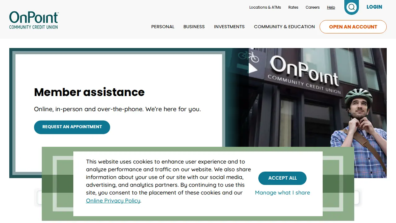 OnPoint Community Credit Union page