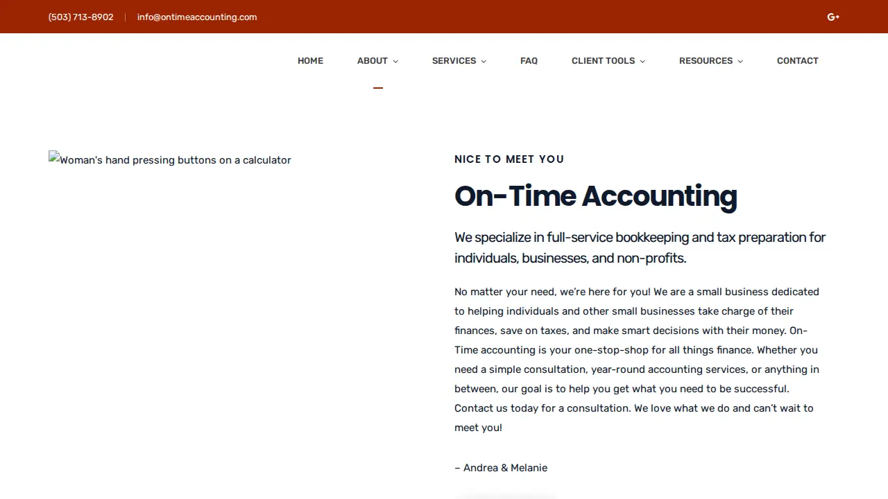 On-Time Accounting page