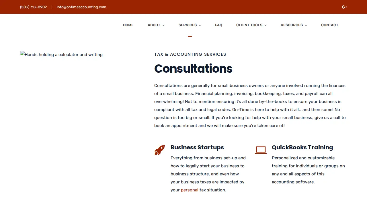 On-Time Accounting page