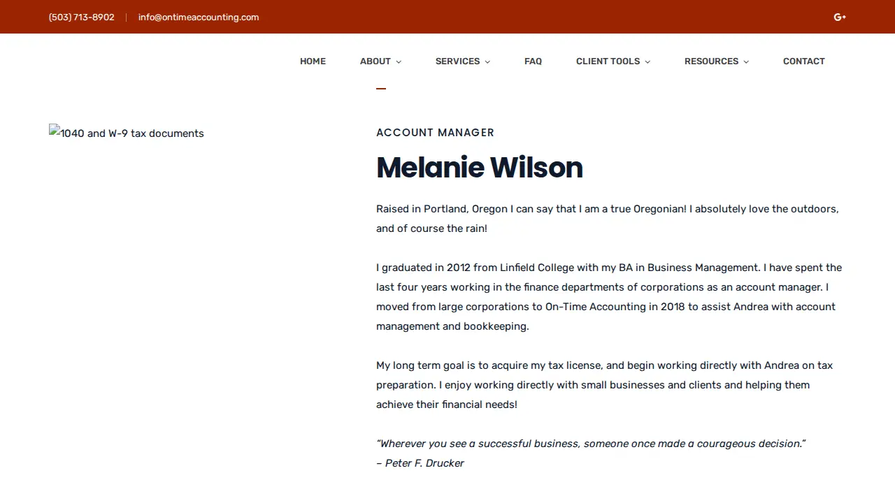 On-Time Accounting page