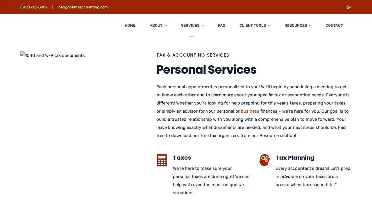 On-Time Accounting page