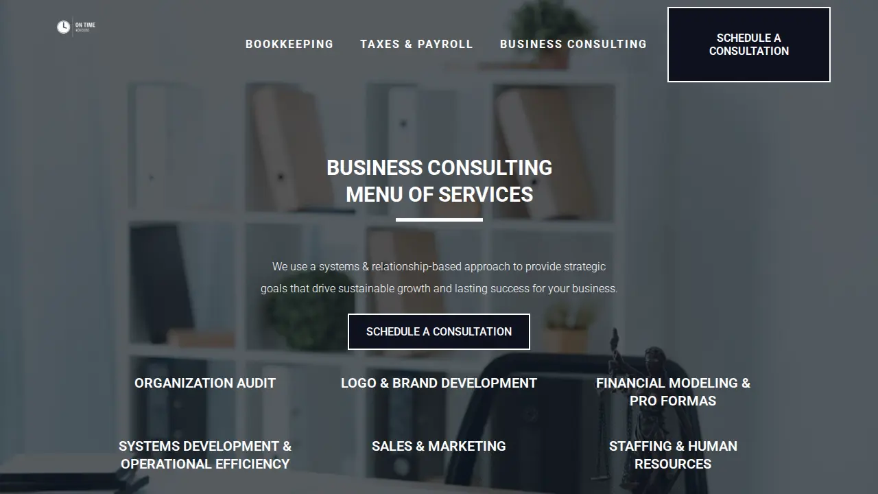 On Time Advisors page
