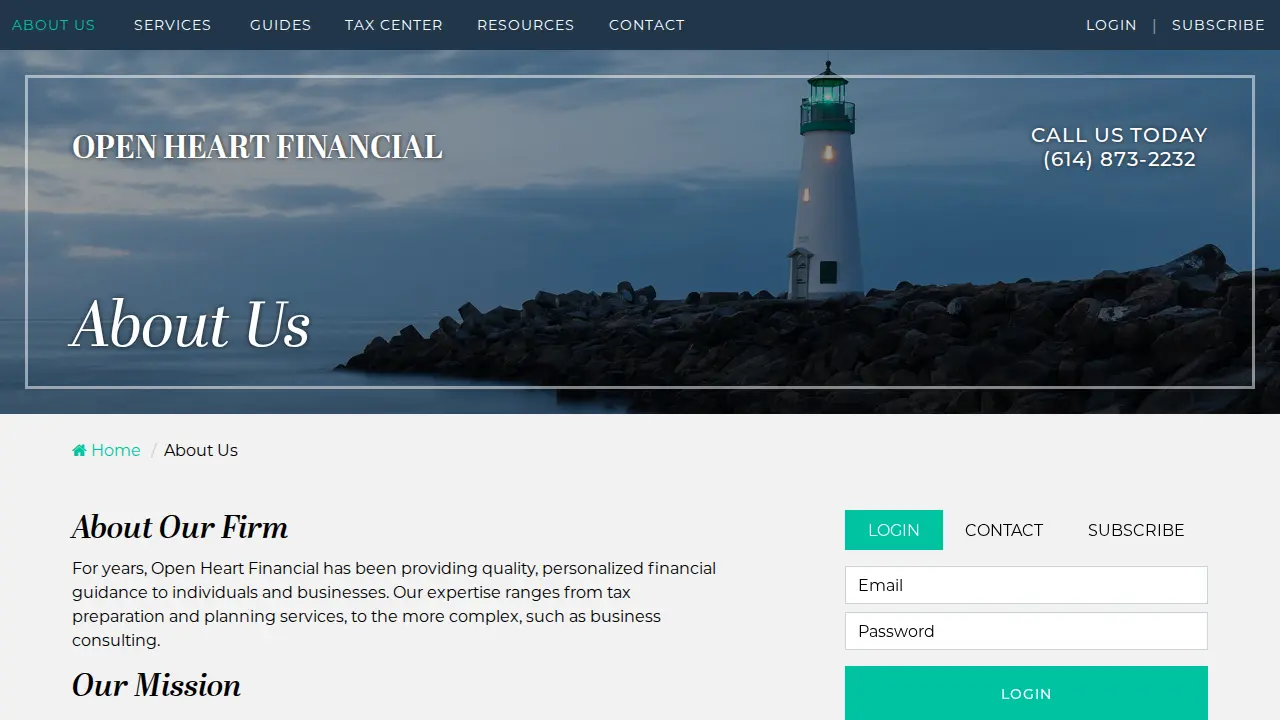 Open Heart Financial page