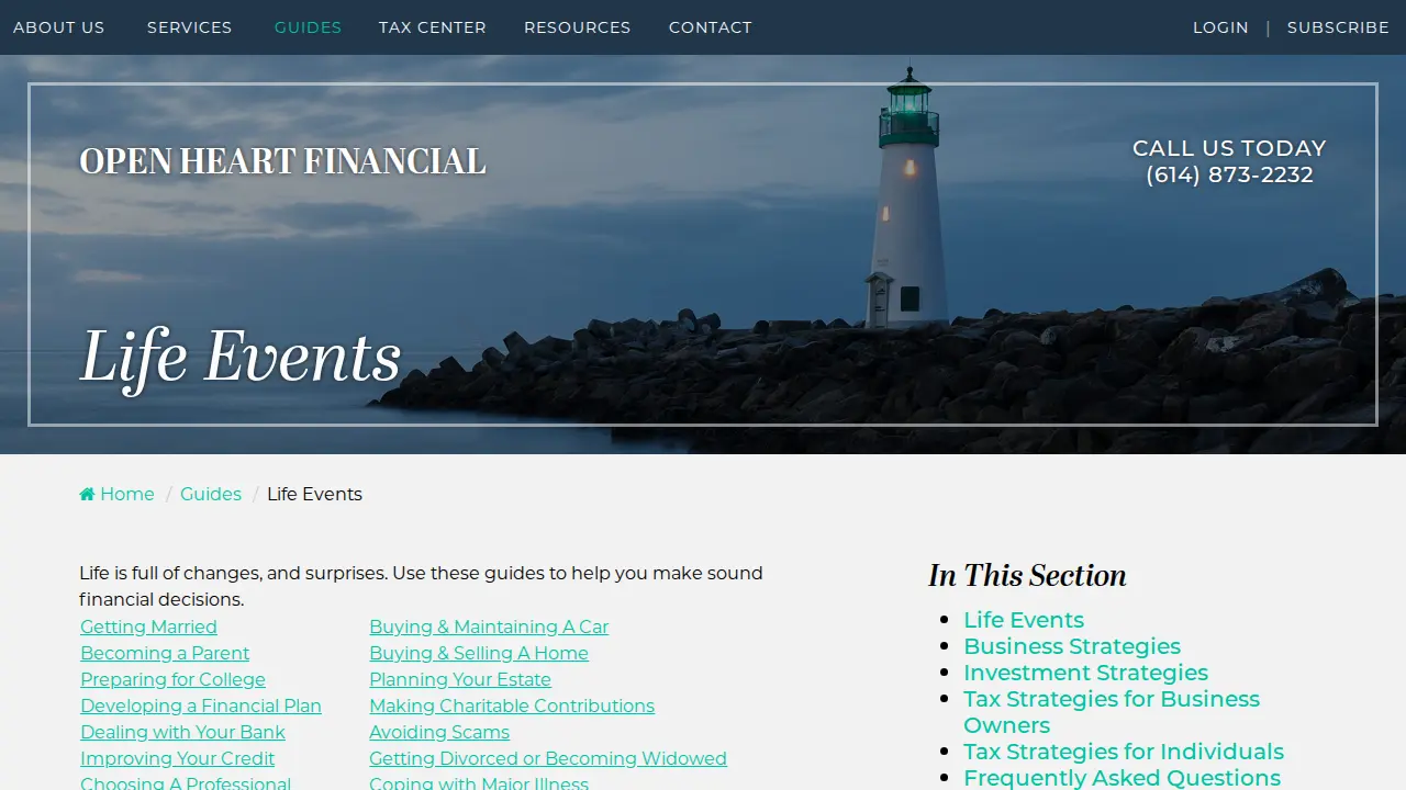 Open Heart Financial page