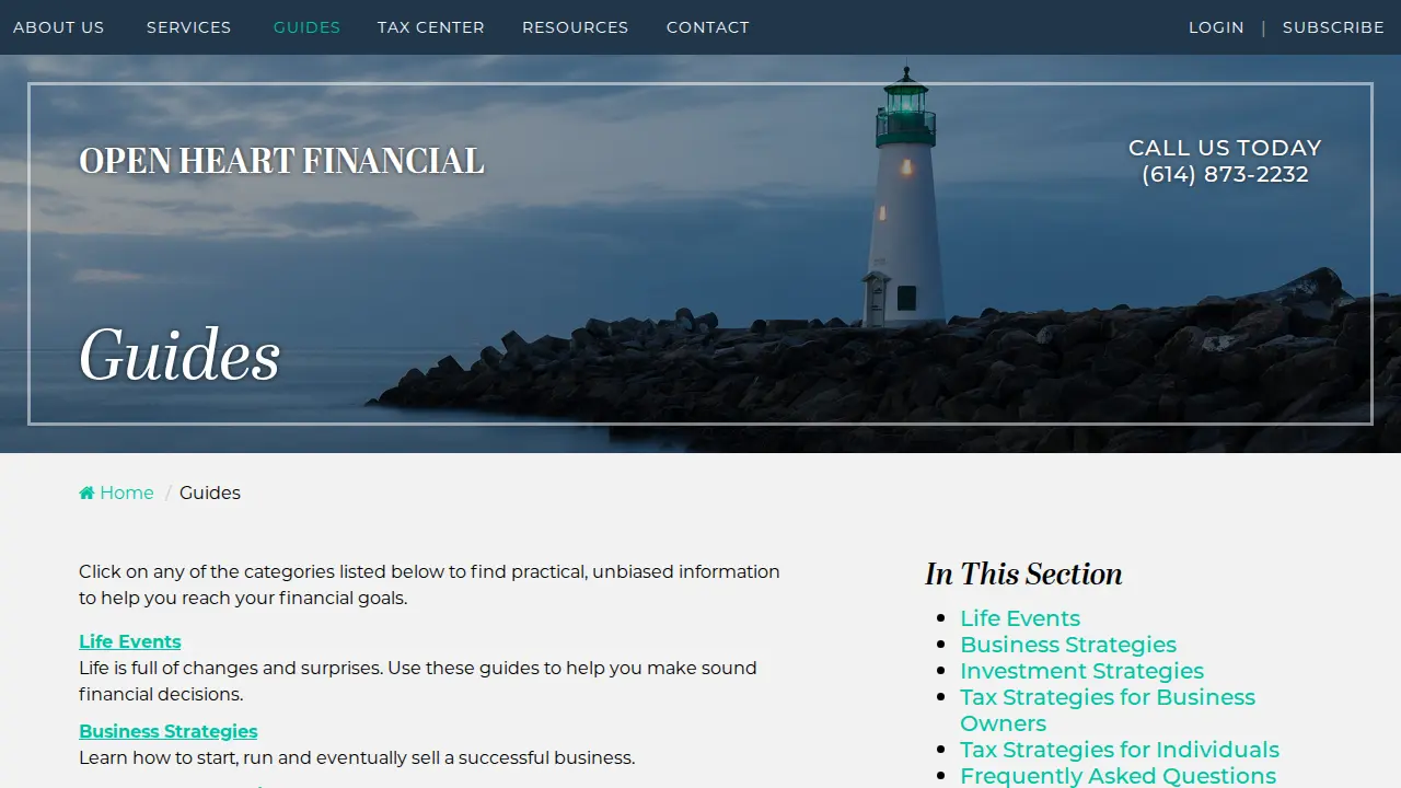 Open Heart Financial page