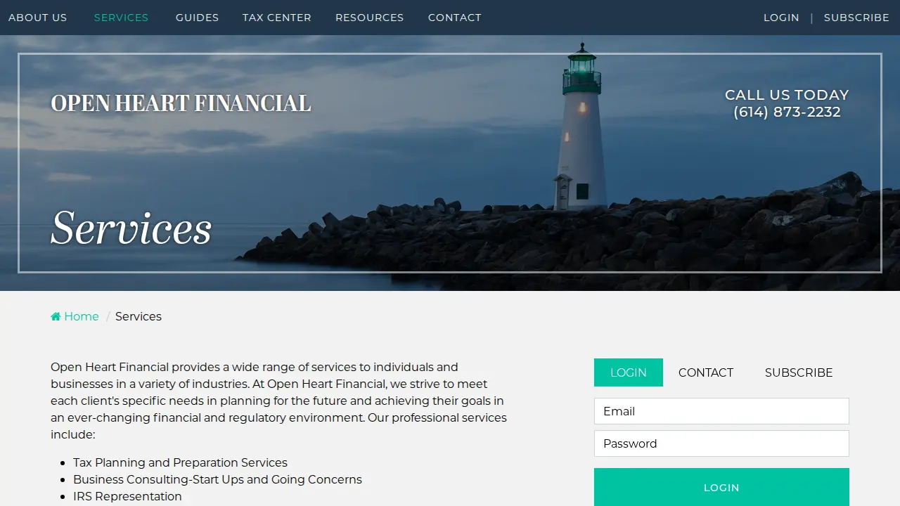 Open Heart Financial page