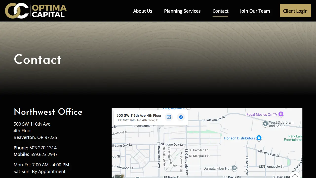 Optima Capital LLC page