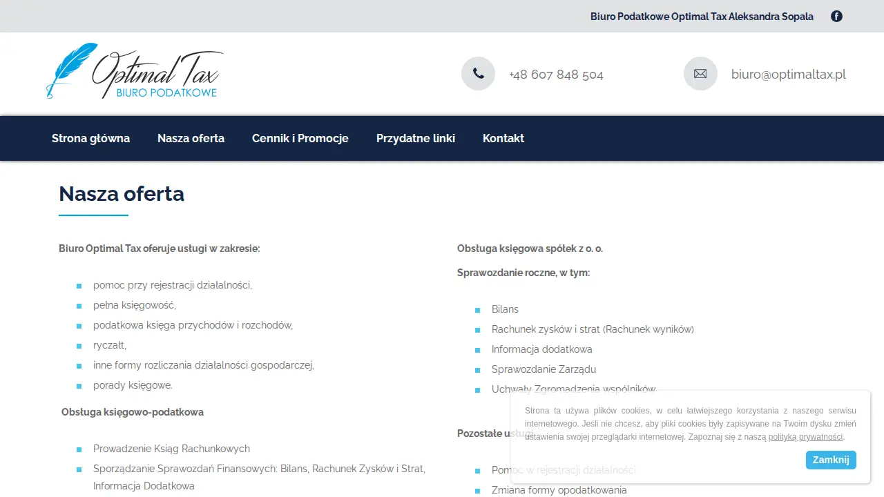 Biuro Podatkowe Optimal Tax page