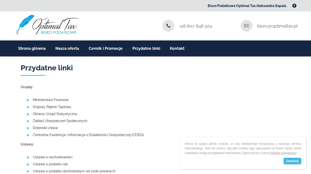 Biuro Podatkowe Optimal Tax page