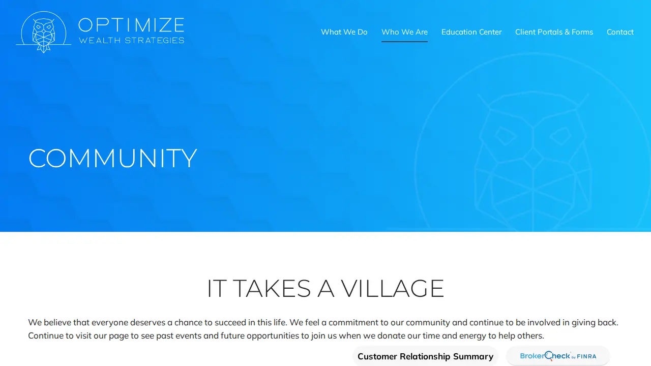 Optimize Wealth Strategies page